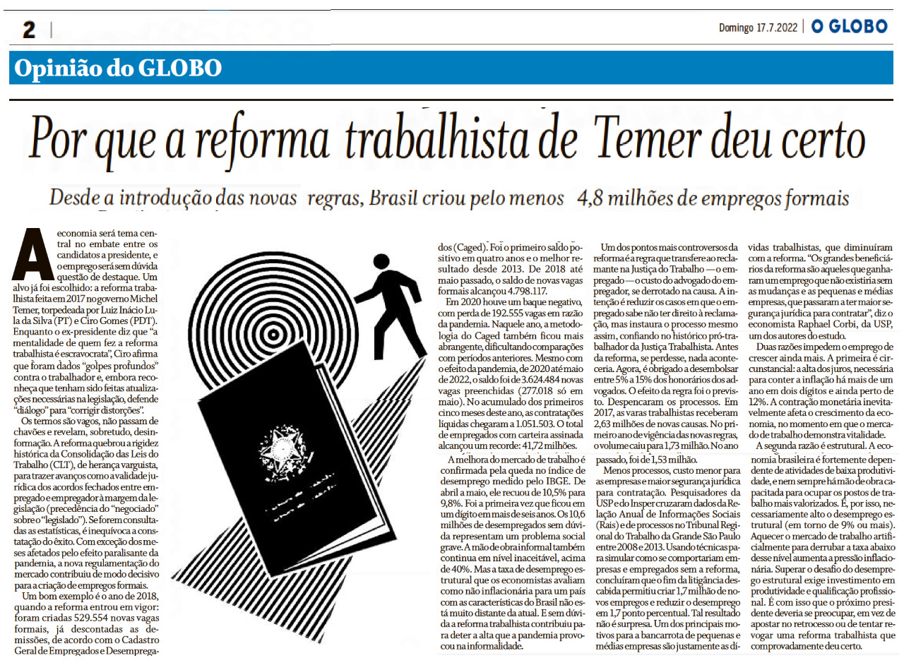 O que importa para quem defende a manutenção da lei da reforma trabalhista ?