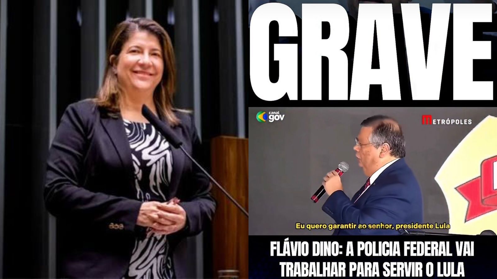 Carla Dickson compartilha fake news de líder do PL sobre o ministro Flávio Dino do STF