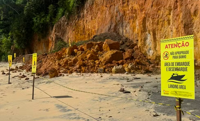 Defesa Civil alerta para risco nas falésias após chuvas em Pipa